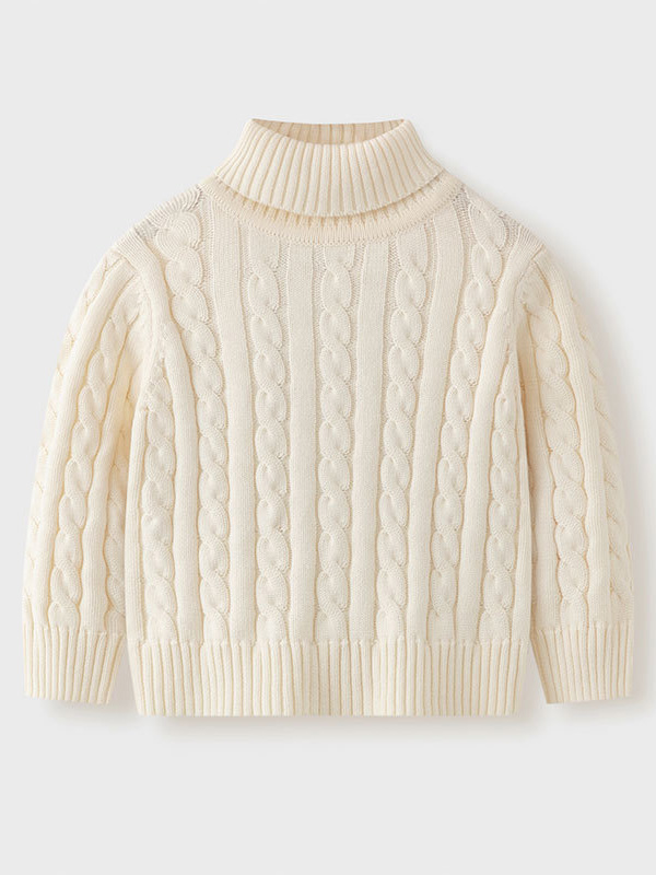 Детский однотонный свитер с высоким воротом