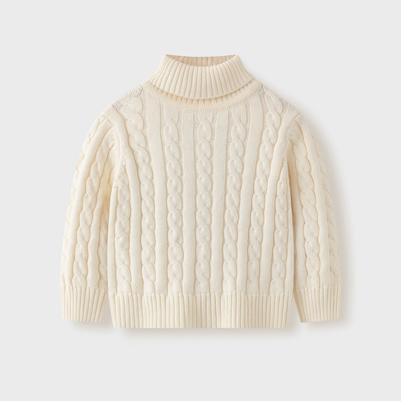 Детский однотонный свитер с высоким воротом