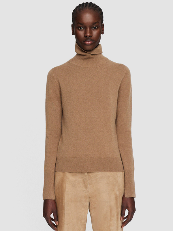 Женский кашемировый однотонный пуловер-свитер с высоким воротом и #039;Ы