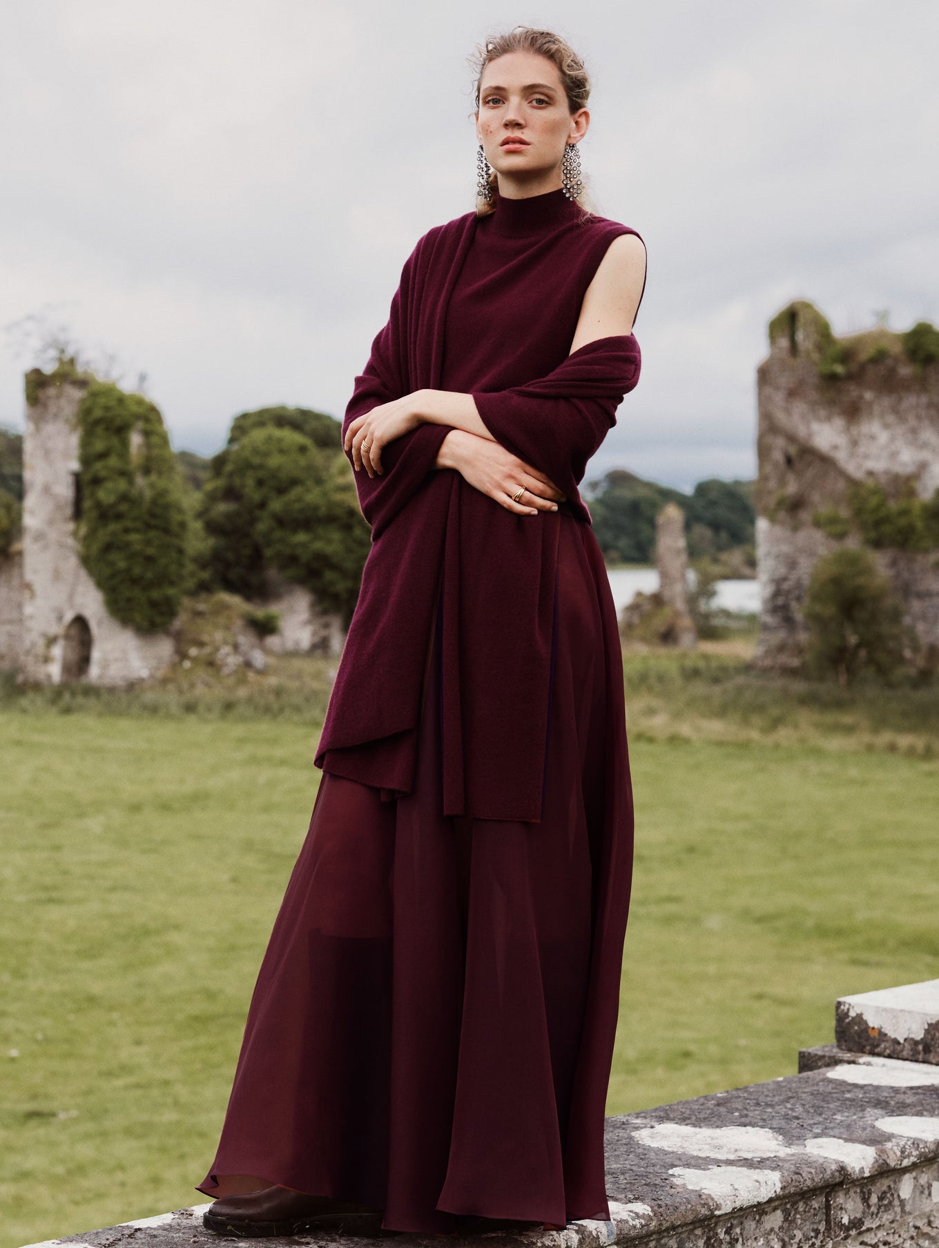 Модный женский свитер из красной шерстяной пряжи ANCORA's