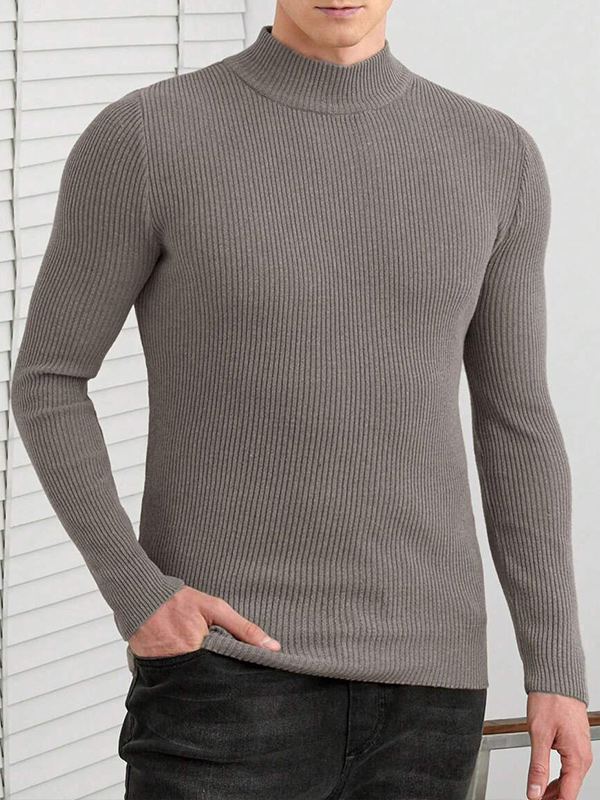 Изготовленный на заказ мужской свитер FNJIA Solid Color Half с высоким воротом, джемпер из трикотажа оптом