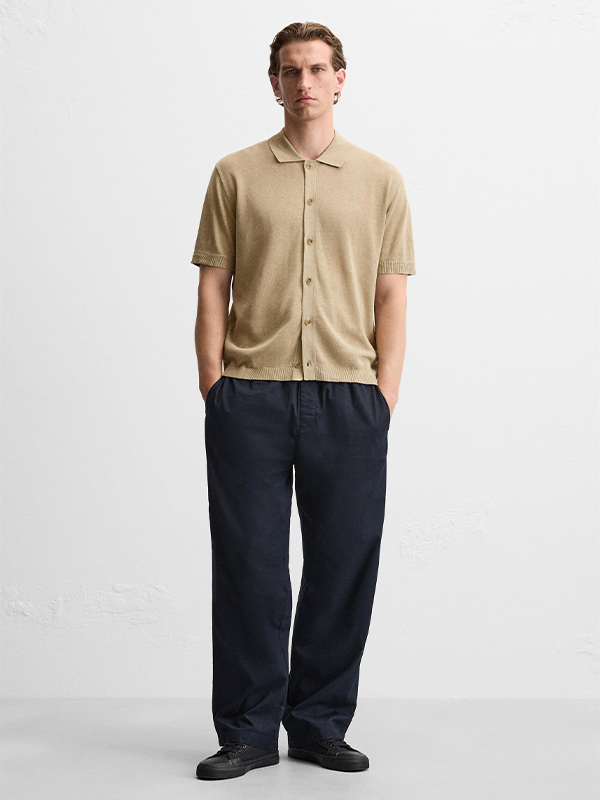 Мужская трикотажная рубашка FNJIA, сшитая на заказ;s однотонный трикотаж поло, простой свитер для мужчин