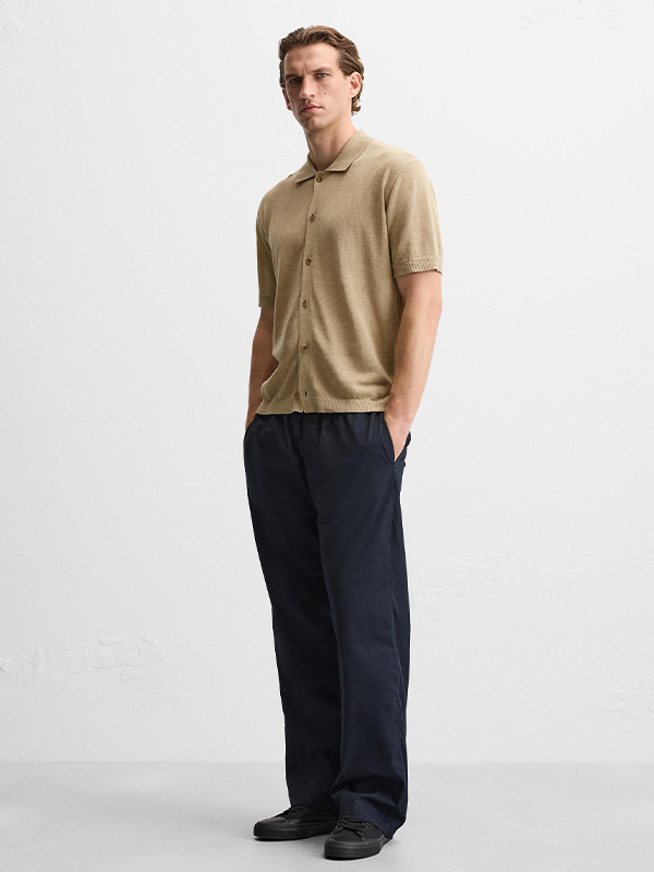 Мужская трикотажная рубашка FNJIA, сшитая на заказ;s однотонный трикотаж поло, простой свитер для мужчин