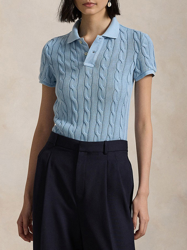 Женская вязаная рубашка поло с плетением на заказ's