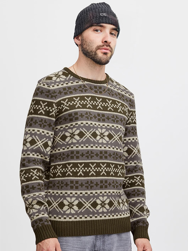 Сшитый на заказ мужской жаккардовый свитер FNJIA Ugly Christmas