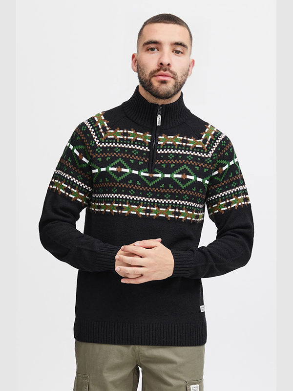 Изготовленный на заказ мужской жаккардовый рождественский свитер с застежкой-молнией на половину длины