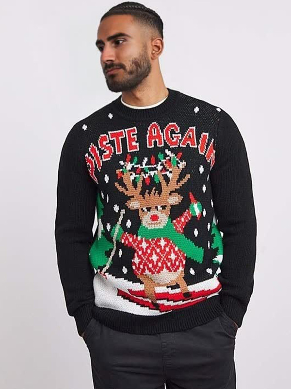 Изготовленный на заказ рождественский джемпер для мужчин с мультяшными оленями