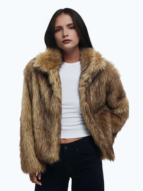 Изготовленная на заказ по последнему слову моды бежевая куртка из искусственного меха, женские куртки, пальто из искусственного меха