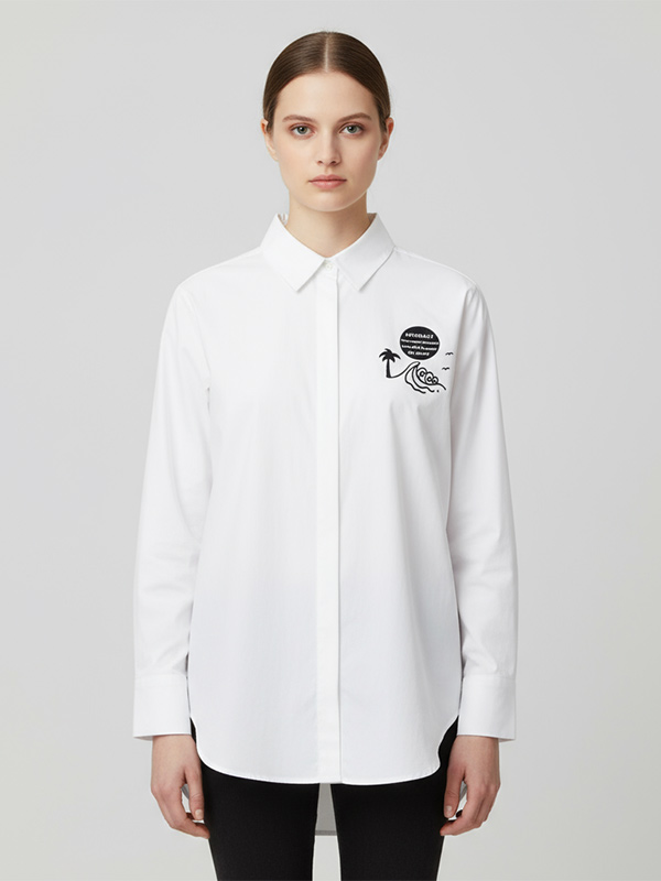 Изготовленная на заказ модная рубашка с логотипом FNJIA, вышитая на заказ, для осени