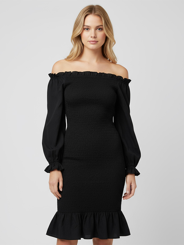 Изготовленные на заказ платья FNJIA с открытыми плечами и пышными рукавами