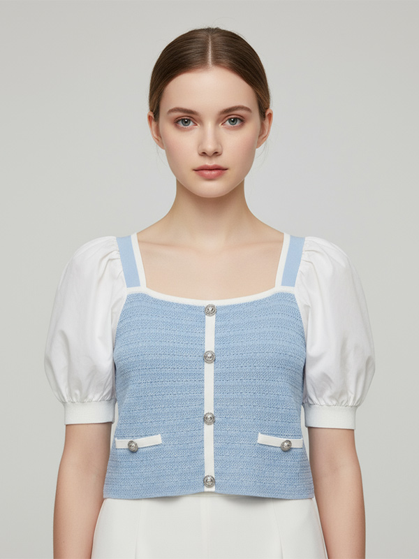 Модный женский мини-кардиган с пышными рукавами в стиле Шанель, выполненный на заказ в стиле FNJIA Chic