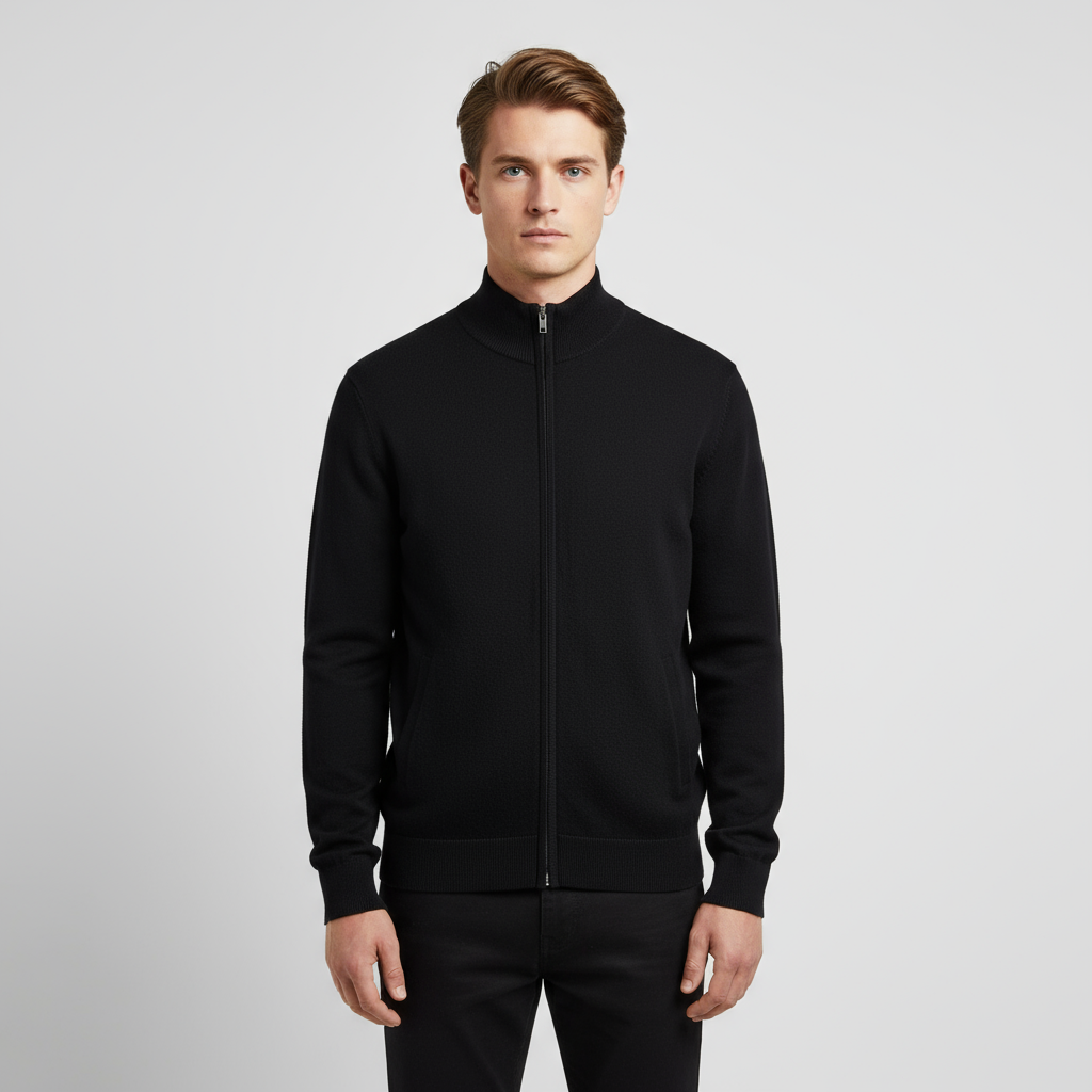 Мужская вязаная однотонная куртка на молнии, сшитая на заказ