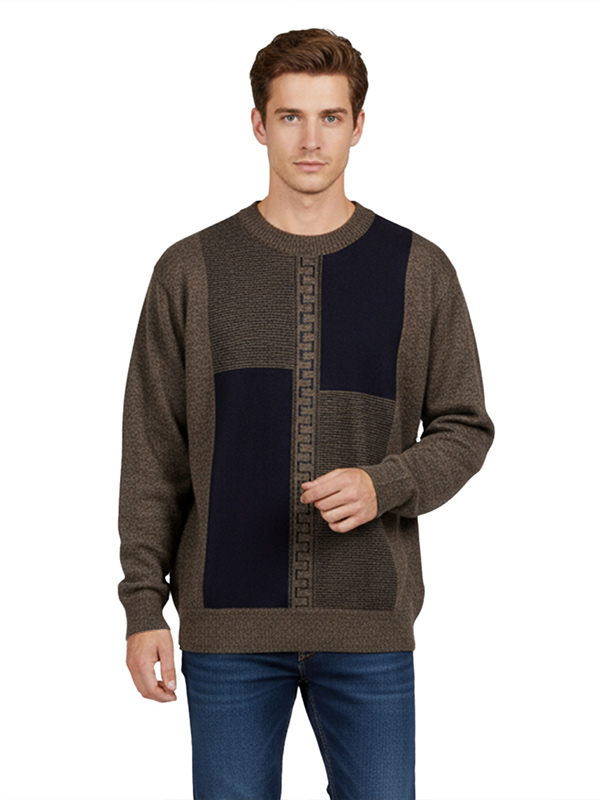 Мужской стильный жаккардовый свитер - Небольшой заказ от 100 штук, уникальный узор, Доставка от двери до двери