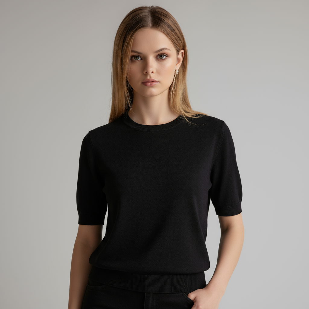 Трикотажная футболка с круглым вырезом на заказ: Короткий рукав, приталенный крой, Минималистичный дизайн