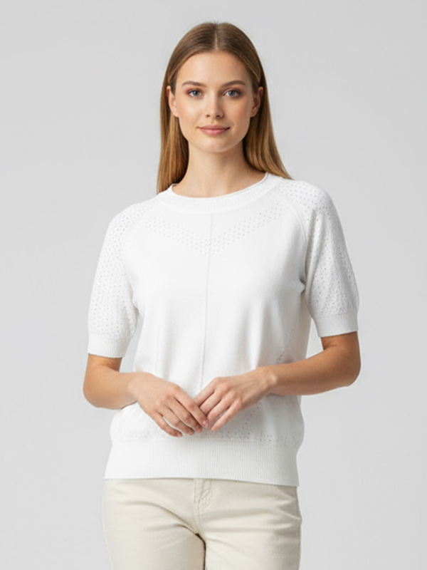 Трикотажная футболка с петельками на заказ: Круглый вырез горловины, короткий рукав, Минималистичный дизайн