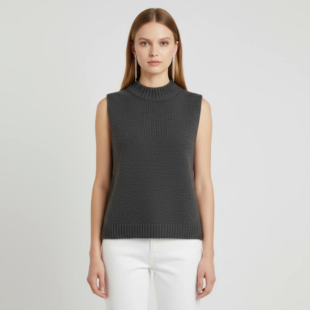 Изготовленные на заказ женские летние повседневные дышащие трикотажные топы в рубчик с круглым вырезом, свитер, жилет, майка