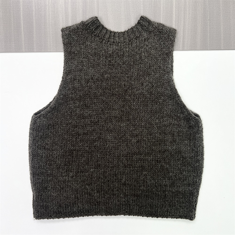 Изготовленные на заказ женские летние повседневные дышащие трикотажные топы в рубчик с круглым вырезом, свитер, жилет, майка