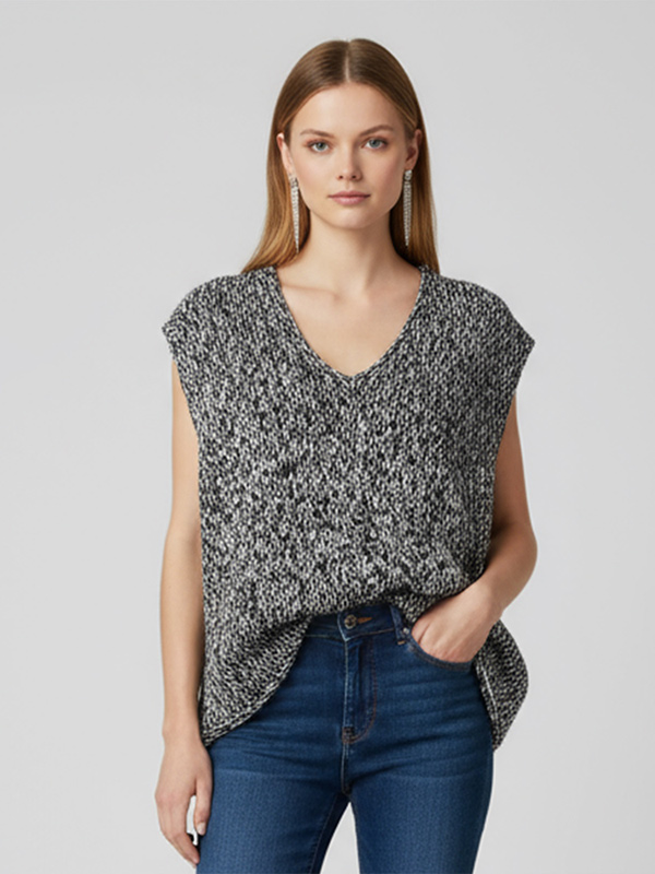 Женское летнее новое поступление, блузка на бретелях с V-образным вырезом и блестками, эластан, без рукавов, с V-образным вырезом