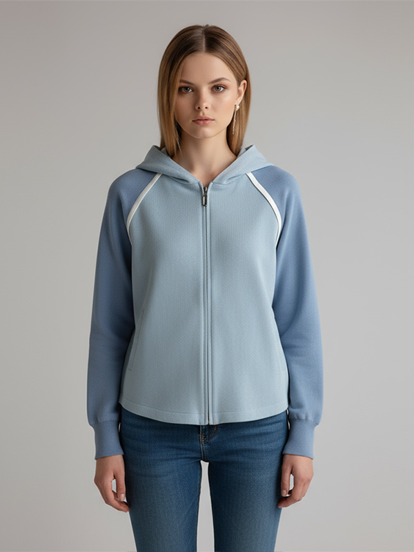 Толстовка с капюшоном на молнии, выполненная в различных цветах: Синие тона, спортивный дизайн, Универсальная повседневная одежда