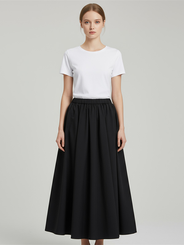 Макси-юбка в складку на заказ: Эластичный пояс, А-образный крой, универсальный дизайн