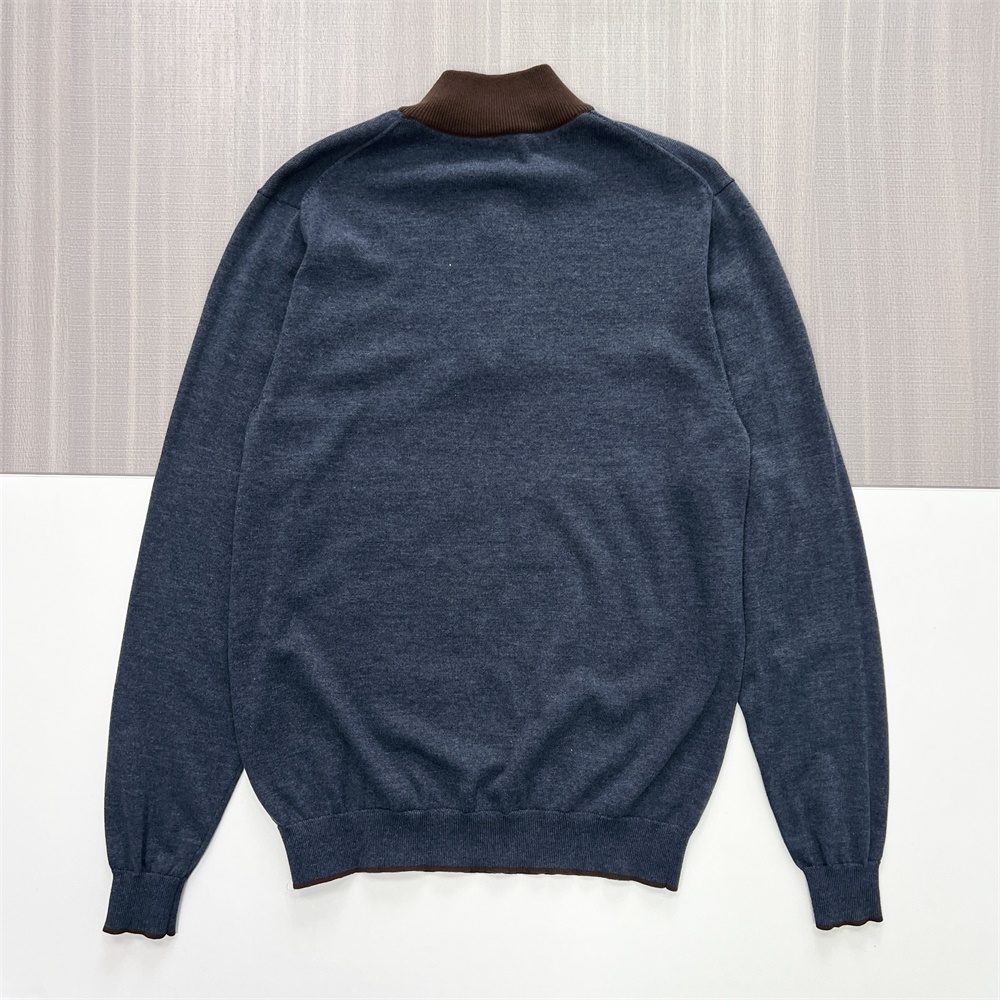 Мужской пуловер с застежкой-молнией в цветовой гамме на выбор: темно-синий и коричневый, изысканный повседневный дизайн