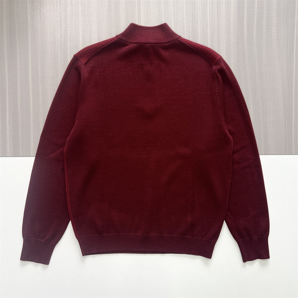 Мужской текстурированный пуловер на молнии по индивидуальному заказу: Бордовый, структурированный трикотаж, Изысканная повседневная одежда