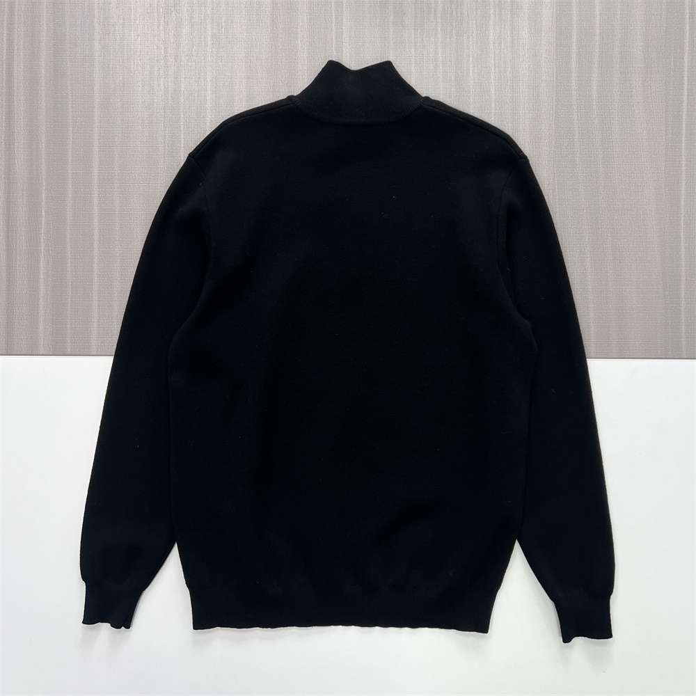 Мужской черный вязаный пуловер с застежкой-молнией по индивидуальному заказу: Минималистичный, универсальный повседневный дизайн