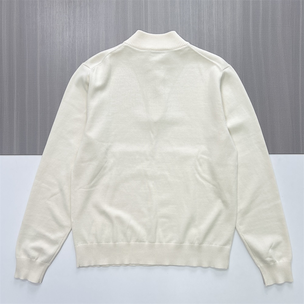 Мужской вязаный пуловер с застежкой-молнией по индивидуальному заказу: кремовый, приталенный крой, неподвластный времени повседневный дизайн