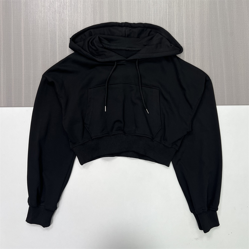 Мужская черная укороченная толстовка с капюшоном свободного кроя, карман-кенгуру, Повседневная одежда