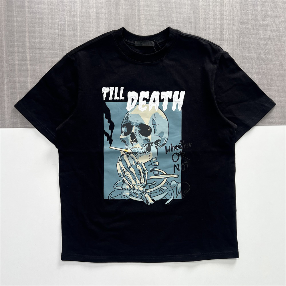 Мужская черная футболка с рисунком скелета, Повседневная одежда