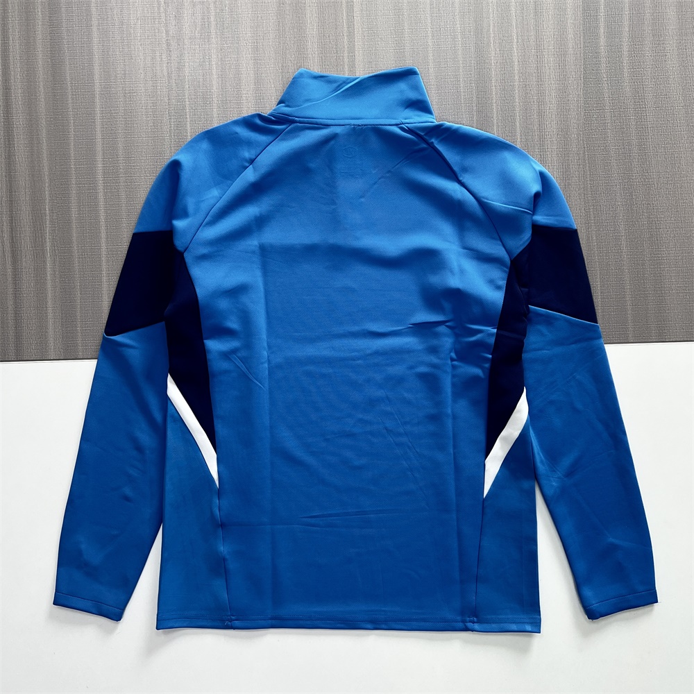 Мужской спортивный костюм синего и темно-синего цвета: Топ на молнии + брюки, дизайн в стиле Колор-блок