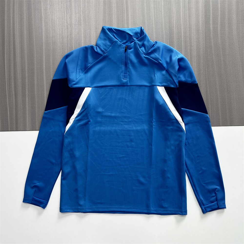 Мужской спортивный костюм синего и темно-синего цвета: Топ на молнии + брюки, дизайн в стиле Колор-блок