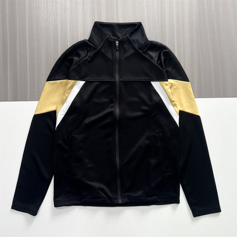 Мужской черно-золотой спортивный костюм: Куртка + брюки, дизайн в стиле Колор-блок, Повседневная одежда