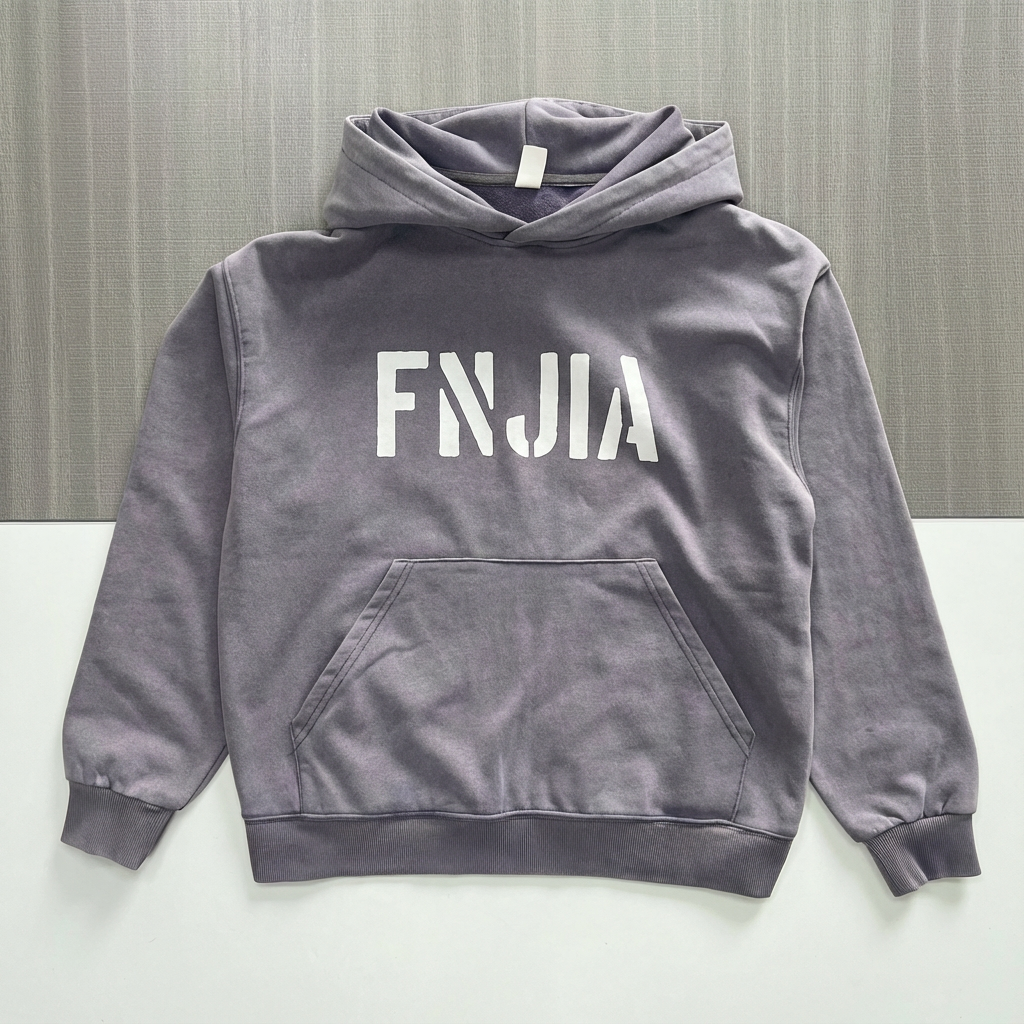 Мужская серая толстовка с капюшоном: Фирменный логотип FNJIA, карман-кенгуру, Повседневная одежда