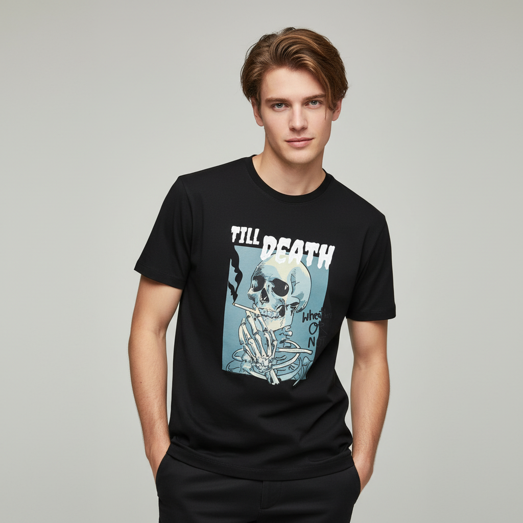 Мужская черная футболка с рисунком скелета, Повседневная одежда