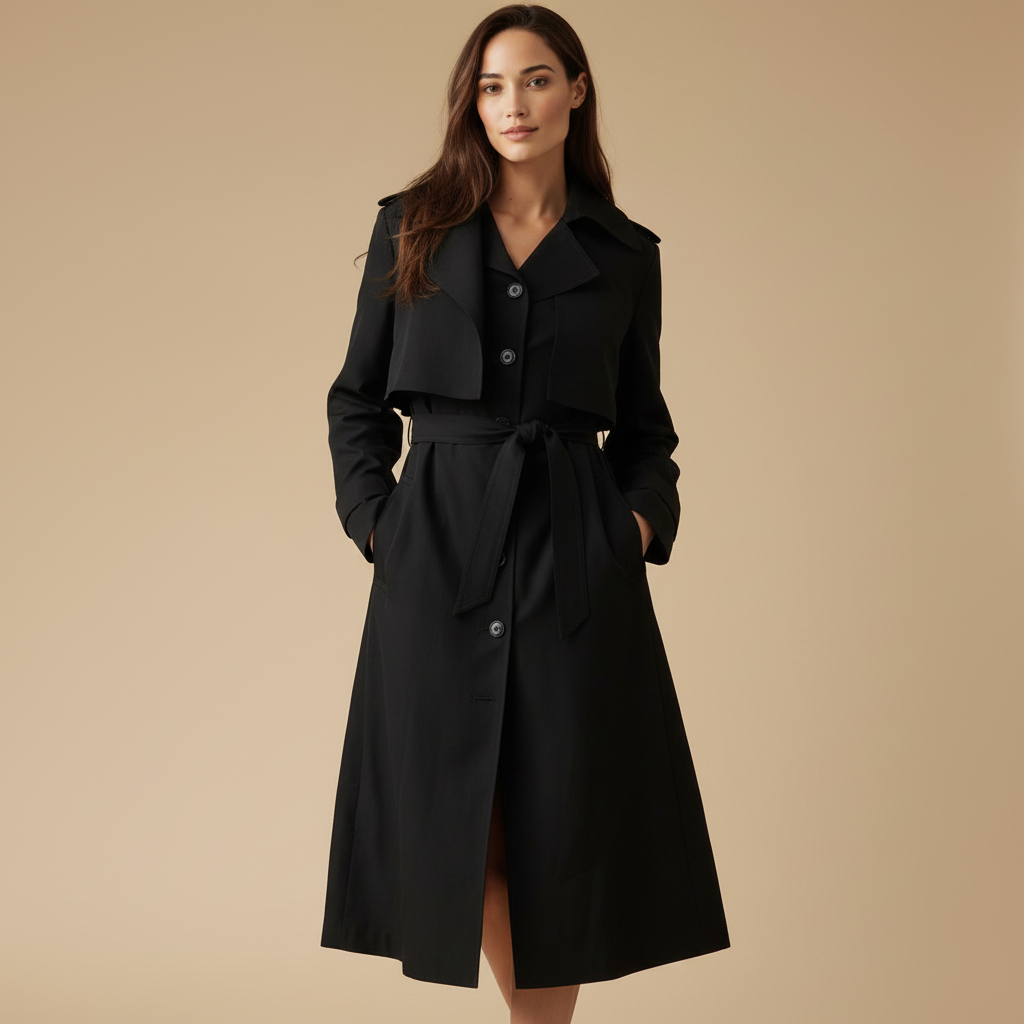 Женский костюм с двумя чёрными костюмами: короткая ветровка и мини-юбка