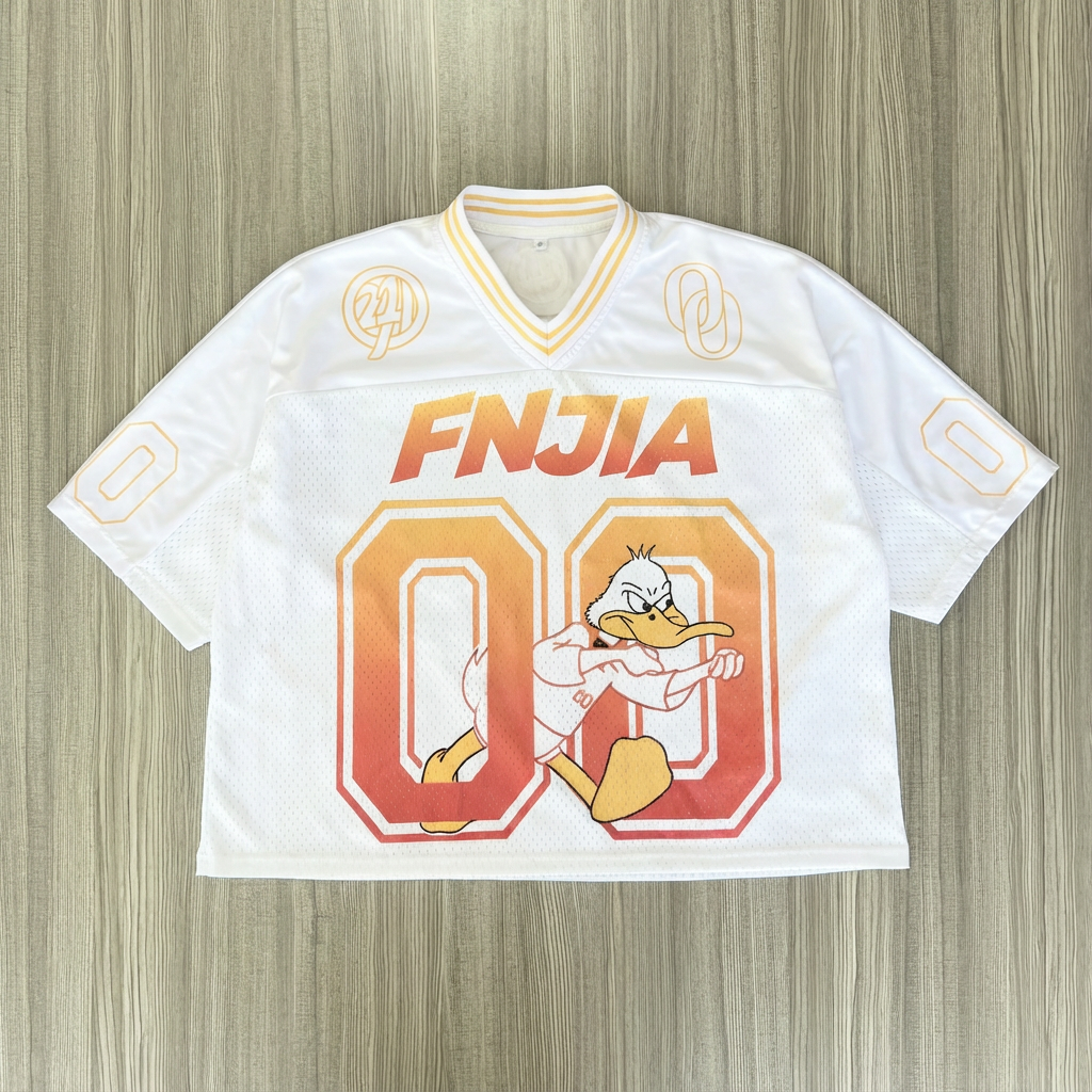 Белая спортивная майка Daffy Duck: Градиентный принт № 00, оверсайз