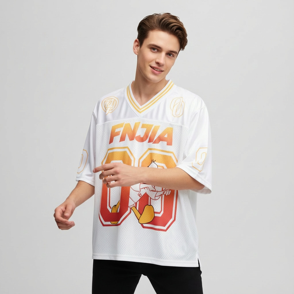 Белая спортивная майка Daffy Duck: Градиентный принт № 00, оверсайз