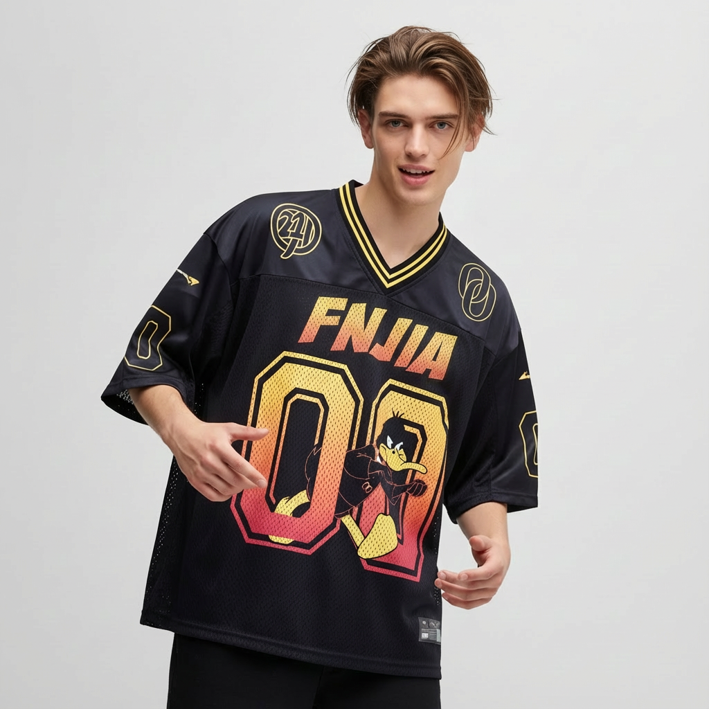 Спортивная майка унисекс Daffy Duck черного цвета с градиентным принтом № 00, оверсайз