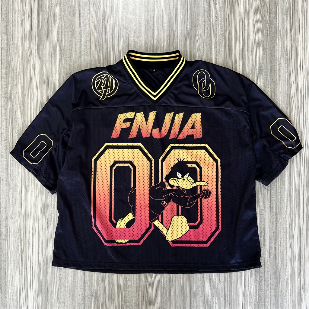 Спортивная майка унисекс Daffy Duck черного цвета с градиентным принтом № 00, оверсайз