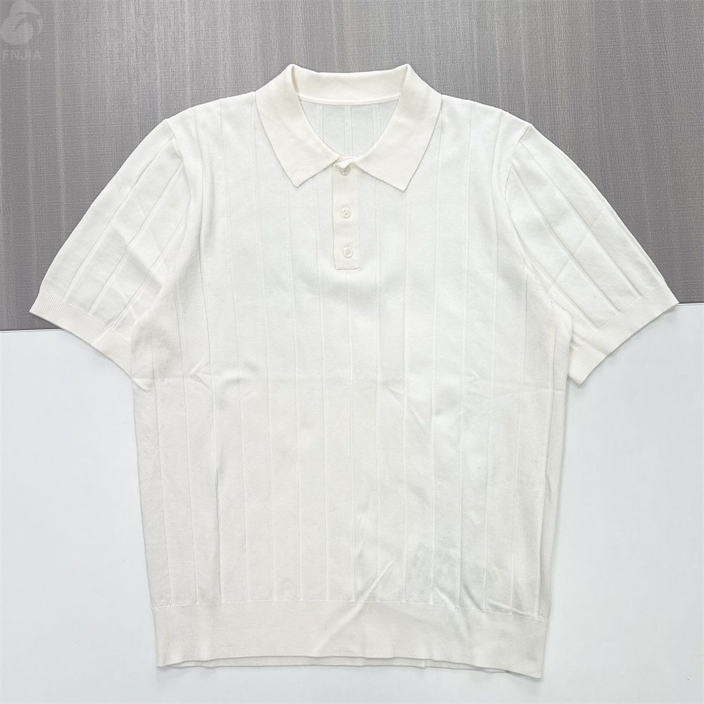 Мужская белая рубашка поло в рубчик с текстурированным рисунком и коротким рукавом