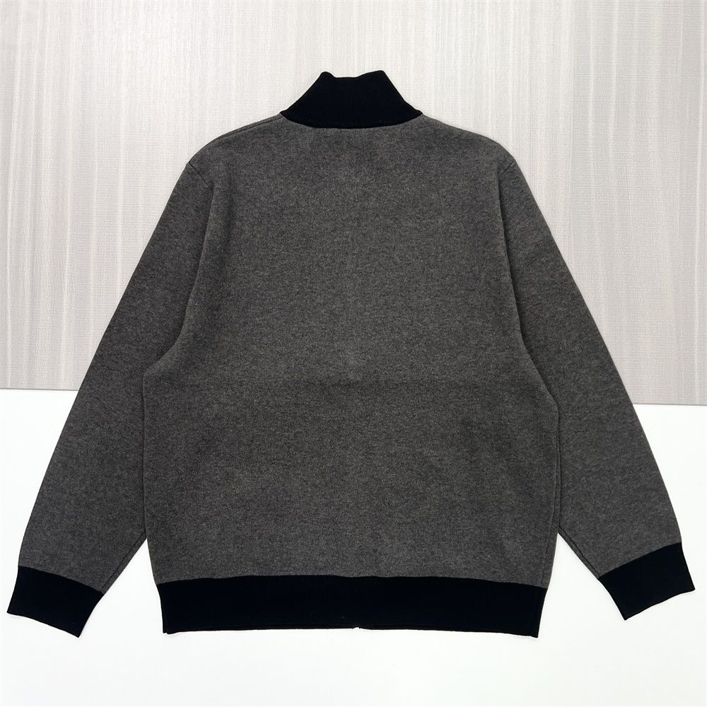 Мужская вязаная куртка на молнии в сером и черном цветах - FNJIA Custom Apparel Service-FNJ2500161