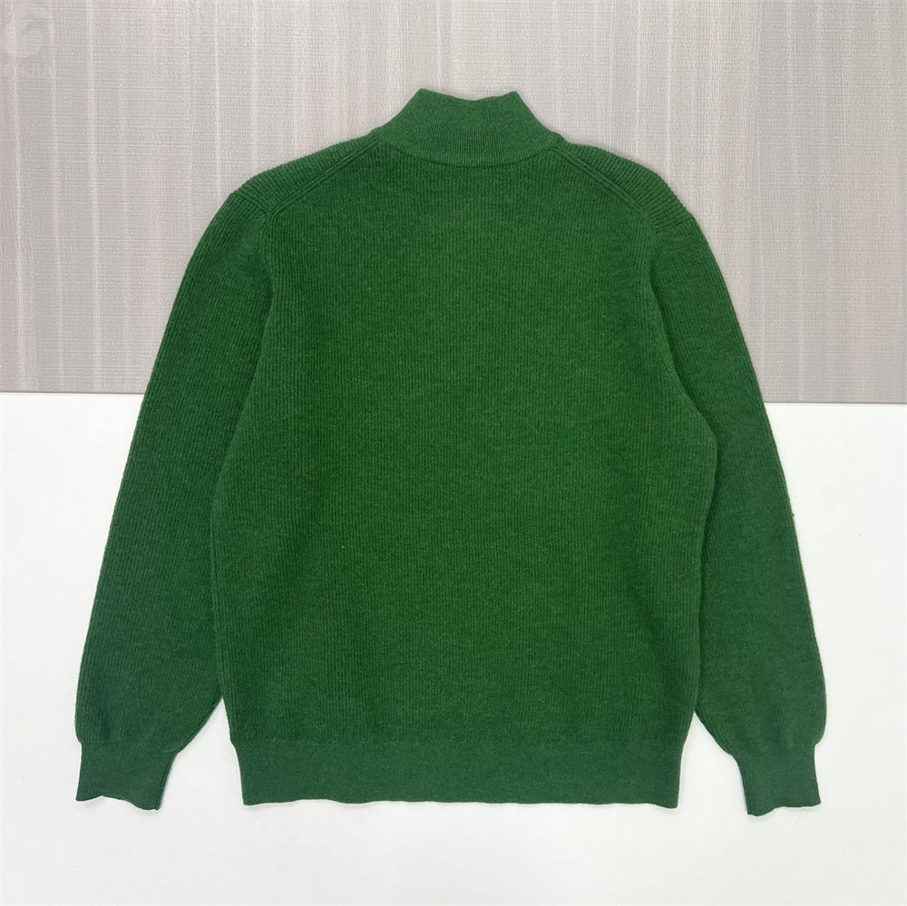 Мужской свитер изумрудно-зеленого цвета из трикотажа в рубчик с застежкой-молнией - FNJIA Custom Apparel Service