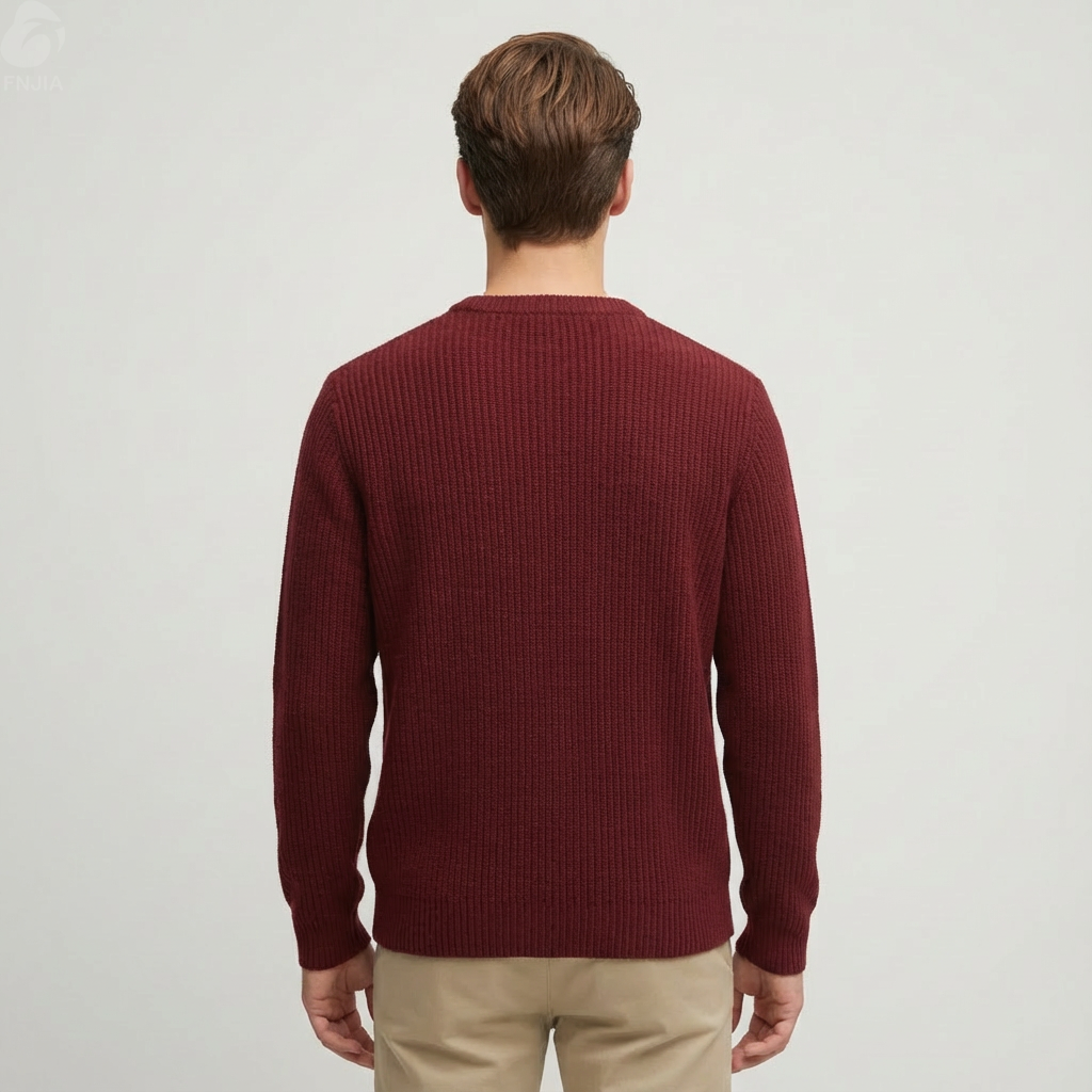 Мужской фирменный свитер бордовой вязки в рубчик - FNJIA Custom Apparel Service