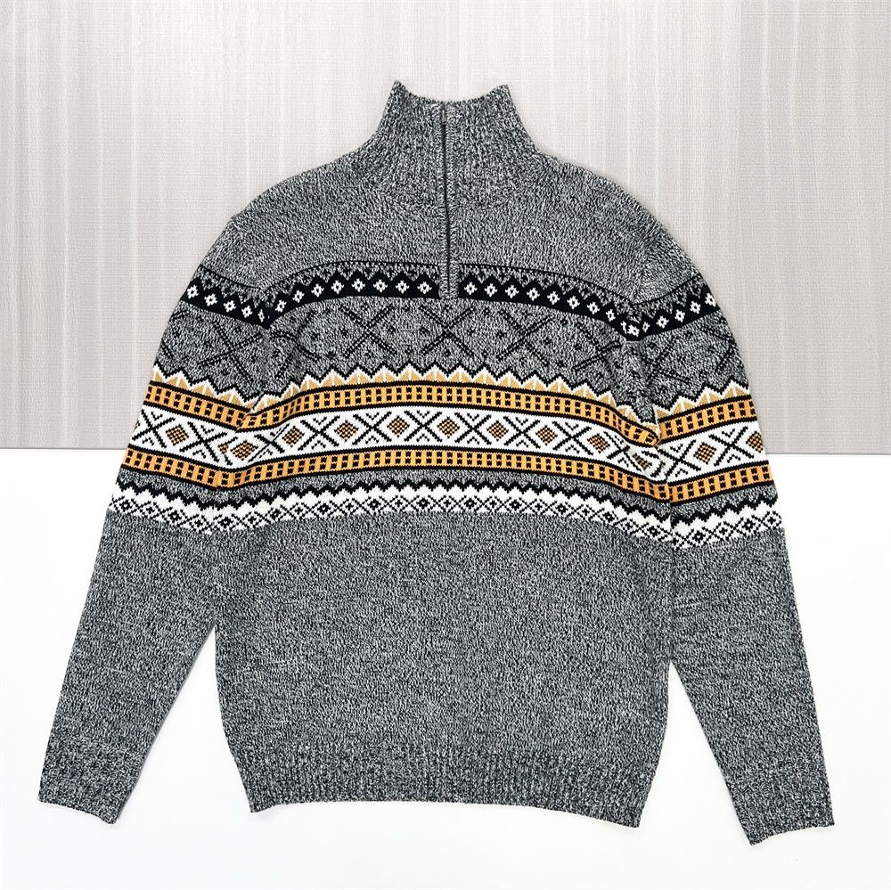 Мужской серый вязаный свитер на молнии в скандинавском стиле - FNJIA Custom Apparel Service