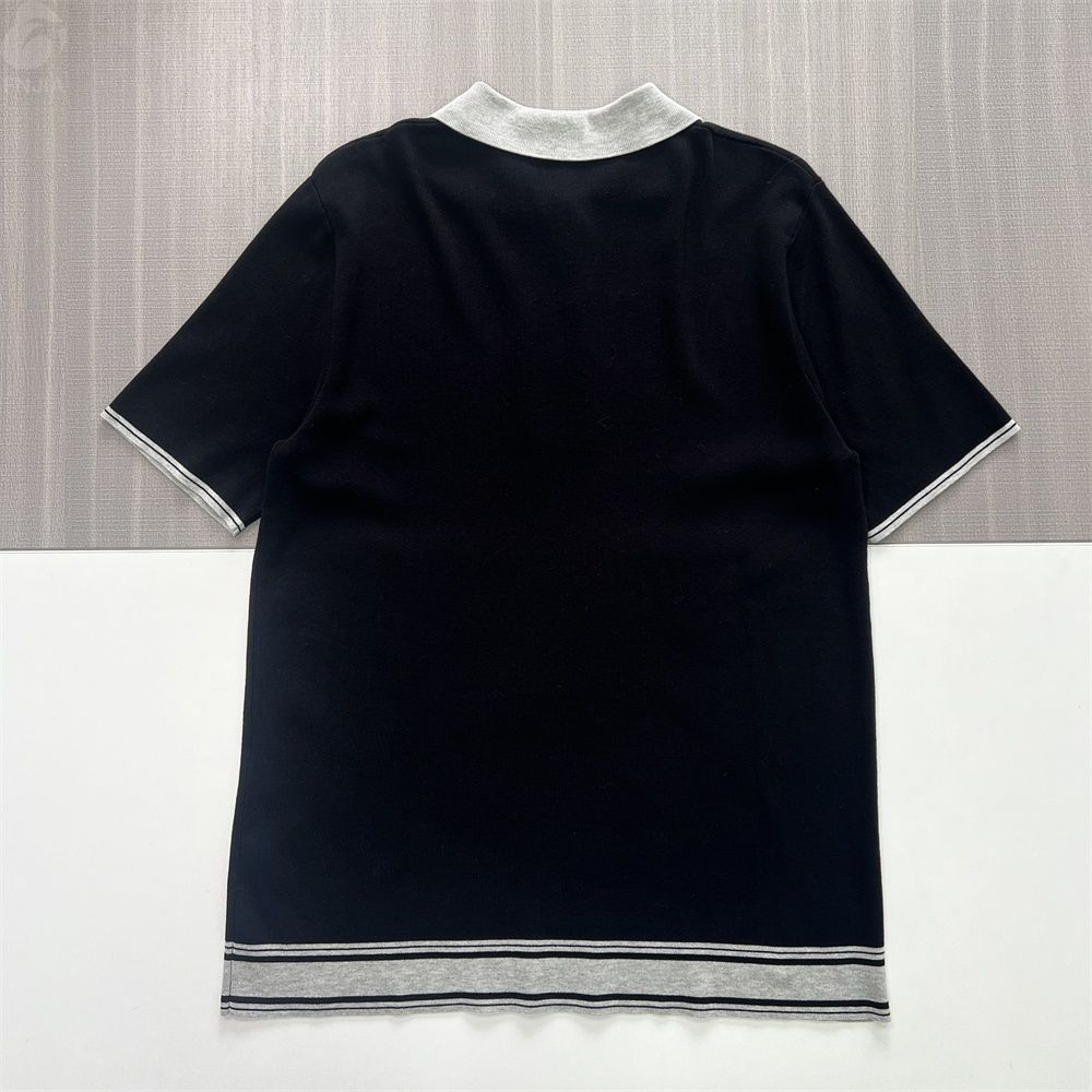 Мужское вязаное поло черного и серого цветов с контрастной отделкой - FNJIA Custom Apparel Service