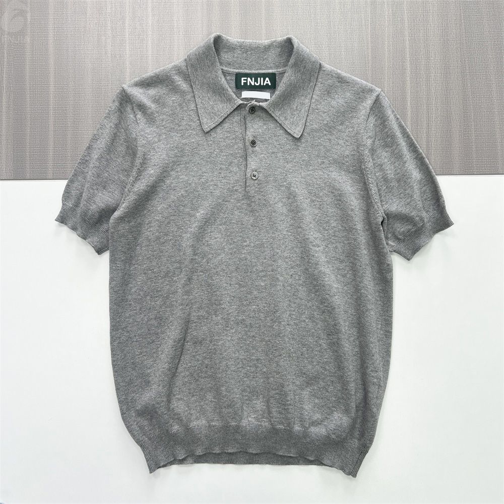 Мужское серое трикотажное поло на резинке - FNJIA Custom Apparel Service