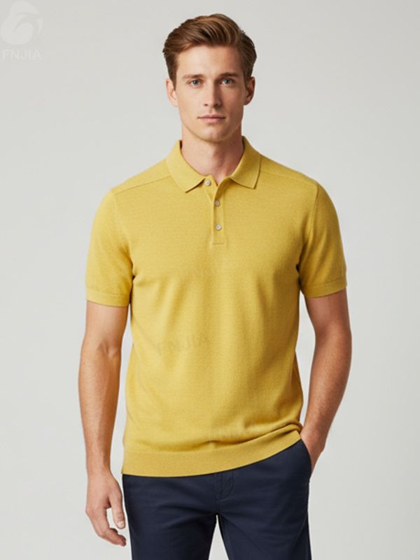 Мужское горчично-желтое трикотажное поло - FNJIA Custom Apparel Service
