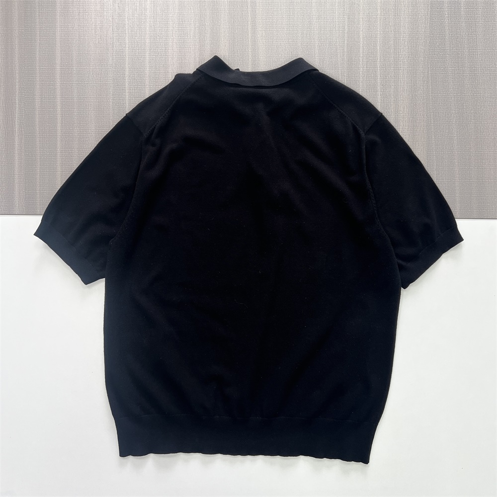 Мужское черное гладкое трикотажное поло - FNJIA Custom Apparel Service