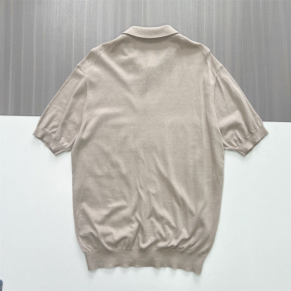 Мужское бежевое трикотажное поло на пуговицах - FNJIA Custom Apparel Service